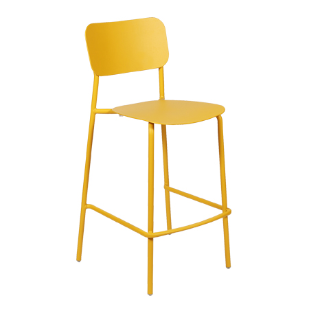 כסא בר מתכת בשילוב עץ - בר דיזל צהוב